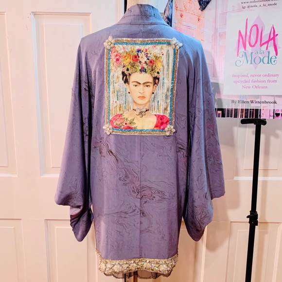 Frida Kahlo Art Patch Reworked Vintage Kimono - Picture 8 of 15
